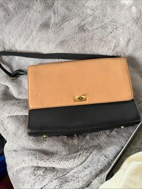 J Crew leatherTwo-Tone Crossbody Shoulder Bag in Tan and Black